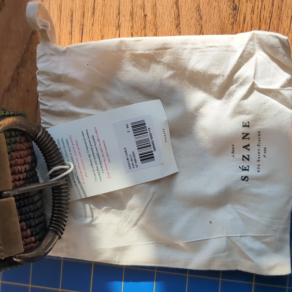 NWT Sezane Carlie Belt, Multicoloured / Khaki, Size 90 / Medium - Picture 7 of 8